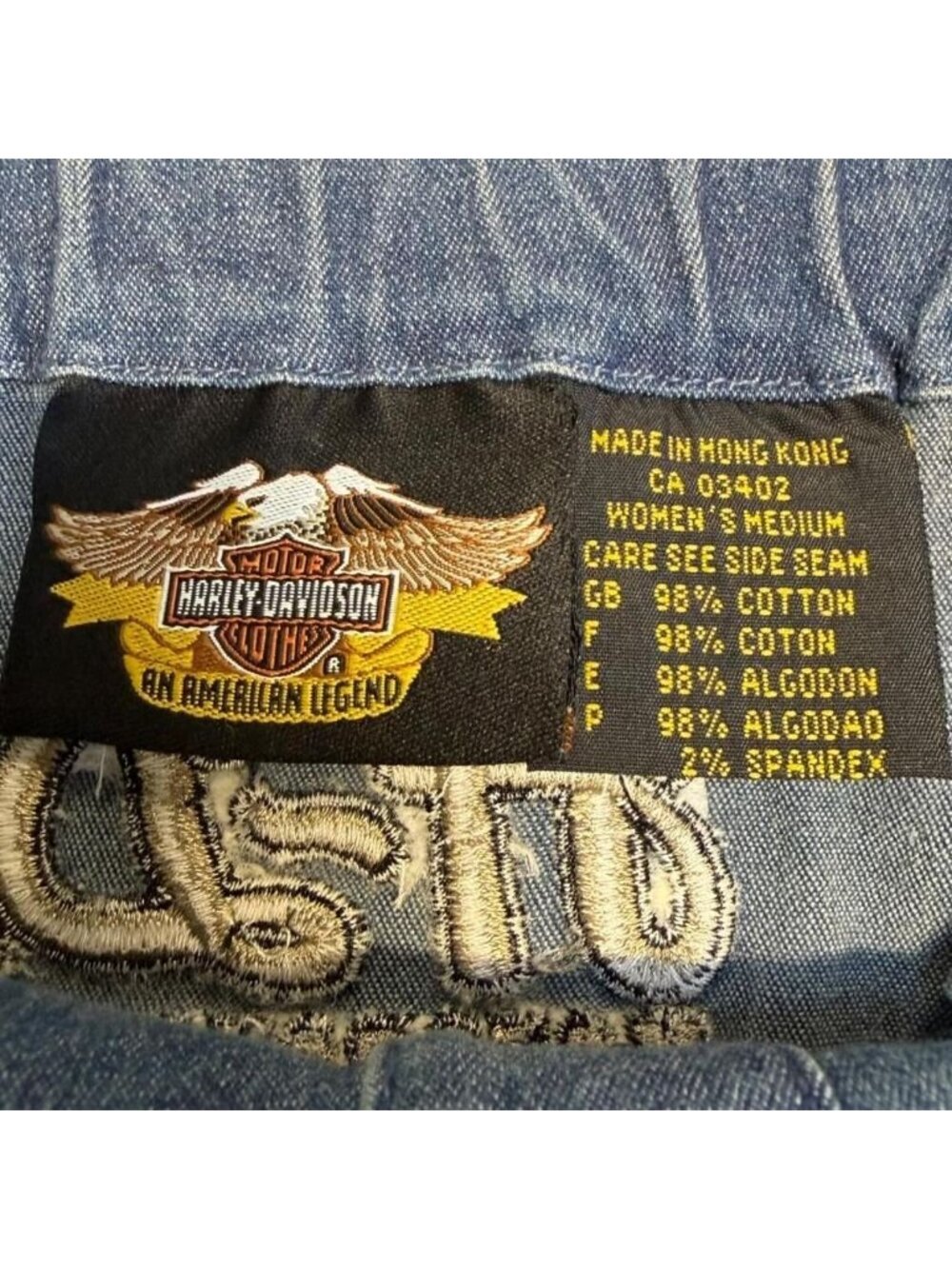 Vintage Y2K Harley Davidson Denim Crop Top Women's Medium Moto Biker Festival - Picture 2 of 7